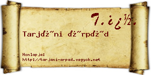Tarjáni Árpád névjegykártya