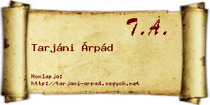 Tarjáni Árpád névjegykártya